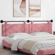 vidaXL Hängande sänggavel Med LED-lampa Rosa Sammet
