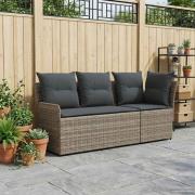 vidaXL Trädgårds armsoffa med hörnsoffa 2 Stycke Grå och mörkgrå