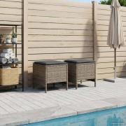 vidaXL Trädgårdspall 2 Stycke Grå och mörkgrå 38 x 38 x 45 cm