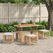 vidaXL Trädgårdsmöbelset 4 pcs Natur och Vit Poly Rattan och Akaciaträ