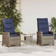 vidaXL Fällbar trädgårdstol 2 pcs Grå och Marinblå 64 x 57,5 x 112 cm
