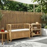 vidaXL Trädgårdsförvaringsbänk 110 x 47 x 80 cm Bambus Naturfärg