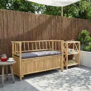 vidaXL Trädgårdsförvaringsbänk Naturfärg 110 x 47 x 80 cm Bambus