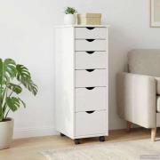 vidaXL Rullande skåp med hjul Vit 34 x 39 x 93,5 cm Massiv furu