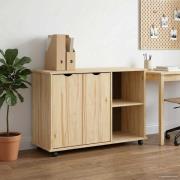 vidaXL Rullande skåp med hjul Brun 100 x 39 x 65,5 cm Massiv furu
