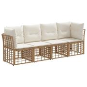 vidaXL Utomhussoffset med kudde 4 pcs Naturlig Polyester