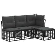 vidaXL Utomhussoffset med kudde 4 pcs Svart Polyester