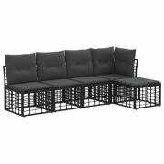 vidaXL Utomhussoffset med kudde 2 pcs Svart Polyester