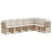 vidaXL Utomhussoffset med kudde 7 pcs Naturlig Polyester