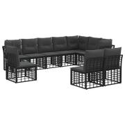vidaXL Utomhussoffset med kudde 7 pcs Svart Polyester