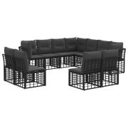 vidaXL Utomhussoffset med kudde 11 pcs Svart Polyester