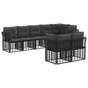 vidaXL Utomhussoffset med kudde 6 pcs Svart Polyester