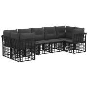 vidaXL Utomhussoffset med kudde 7 pcs Svart och Mörkgrå Polyester