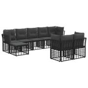 vidaXL Utomhussoffset med kudde 6 pcs Svart och Mörkgrå Polyester