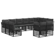 vidaXL Utomhussoffset med kudde 12 pcs Svart och Mörkgrå Polyester