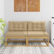 vidaXL 2 Stycke Utomhus Mellansoffa Polyester Vit