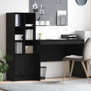 vidaXL Skrivbord med låda 2 pcs Svart Ek