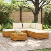 vidaXL Utomhussoffset med kudde 6 Stycke Brun Massivt Akaciaträ