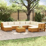 vidaXL Utomhussoffset med kudde 11 Stycke Brun Massivt Akaciaträ