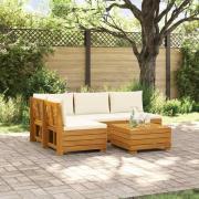vidaXL Utomhussoffset med kudde 5 Stycke Brun Massivt Akaciaträ