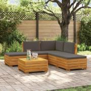 vidaXL Utomhussoffset med kudde 6 Stycke Brun Massivt Akaciaträ