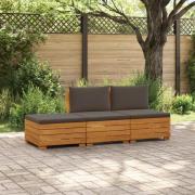 vidaXL Utomhussoffset med kudde 3 Stycke Brun Massivt Akaciaträ