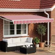 vidaXL Manuell Utdragbar Markis Röd och Vit 2,5 x 2 m