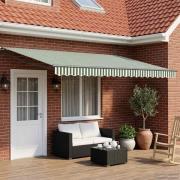 vidaXL Manuell Utdragbar Markis Grön och Vit 4 x 2 m