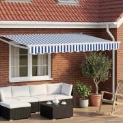 vidaXL Manuell utdragbar markis med LED-lampor Blå och Vit 3,5 x 2 m