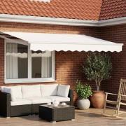 vidaXL Manuell utdragbar markis med LED-lampor Vit 3,5 x 2 m