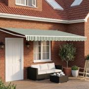 vidaXL Manuell utdragbar markis med LED-lampor Grön och Vit 4 x 2 m