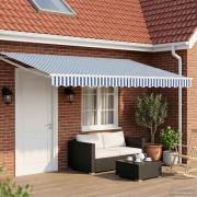 vidaXL Elektrisk Retraktabel Markis Blå och Vit 4,5 × 3 m