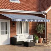 vidaXL Elektrisk Retraktabel Markis Blå, Vit, Antracit 4,5 × 3 m