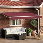 vidaXL Manuell Utdragbar Markis Vinröd 3,5 x 2,5 m