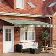 vidaXL Manuell Utdragbar Markis Grön och Vit 4 x 2 m