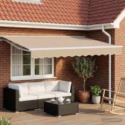 vidaXL Manuell markisram med LED-lampor Beige och vit 2,5 x 2 m