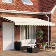 vidaXL Manuell markisram med LED-lampor Grädde och vit 4 x 2 m