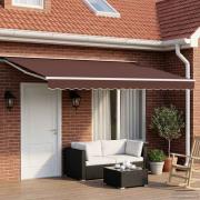 vidaXL Manuell markisram med LED-lampor Brun och vit 4 x 2 m