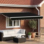 vidaXL Manuell markisram med LED-lampor Svart och Vitt 3 x 2,5 m