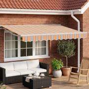 vidaXL Manuell markisram med LED-lampor Blå, Orange, Vit 3,5 x 2,5 m