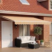 vidaXL Manuell markisram med LED-lampor Blå, Orange, Vit 4,5 × 3 m