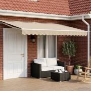 vidaXL Manuell markisram med LED-lampor Beige och vit 4,5 × 3,5 m