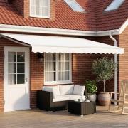 vidaXL Manuell markisram med LED-lampor Vit 5 x 3 m