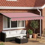 vidaXL Manuell markisram med LED-lampor Röd, Vit, Antracit 2,5 x 2 m