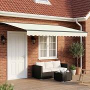 vidaXL Manuell markisram med LED-lampor Kräm och antracit 4,5 × 3,5 m