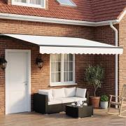 vidaXL Manuell markisram med LED-lampor Vit och antracit 4,5 × 3,5 m