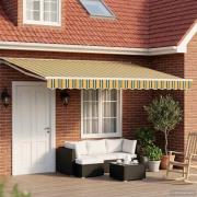 vidaXL Elektrisk Retraktabel Markis Grön och Gul 4,5 × 3,5 m