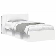 vidaXL Sängram med förvaring Vit 100 x 200 cm Konstruerat trä