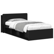 vidaXL Sängram med förvaring Svart 90 x 200 cm Konstruerat trä