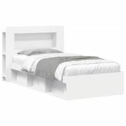 vidaXL Sängram med förvaring Vit 90 x 190 cm Konstruerat trä